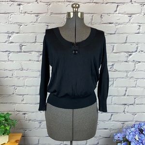 LifeStyle Attitude by Larry Levine Black Knit Top
